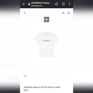 Givenchy Paris White T-shirt. Size small. Slim fit. 100% cotton.